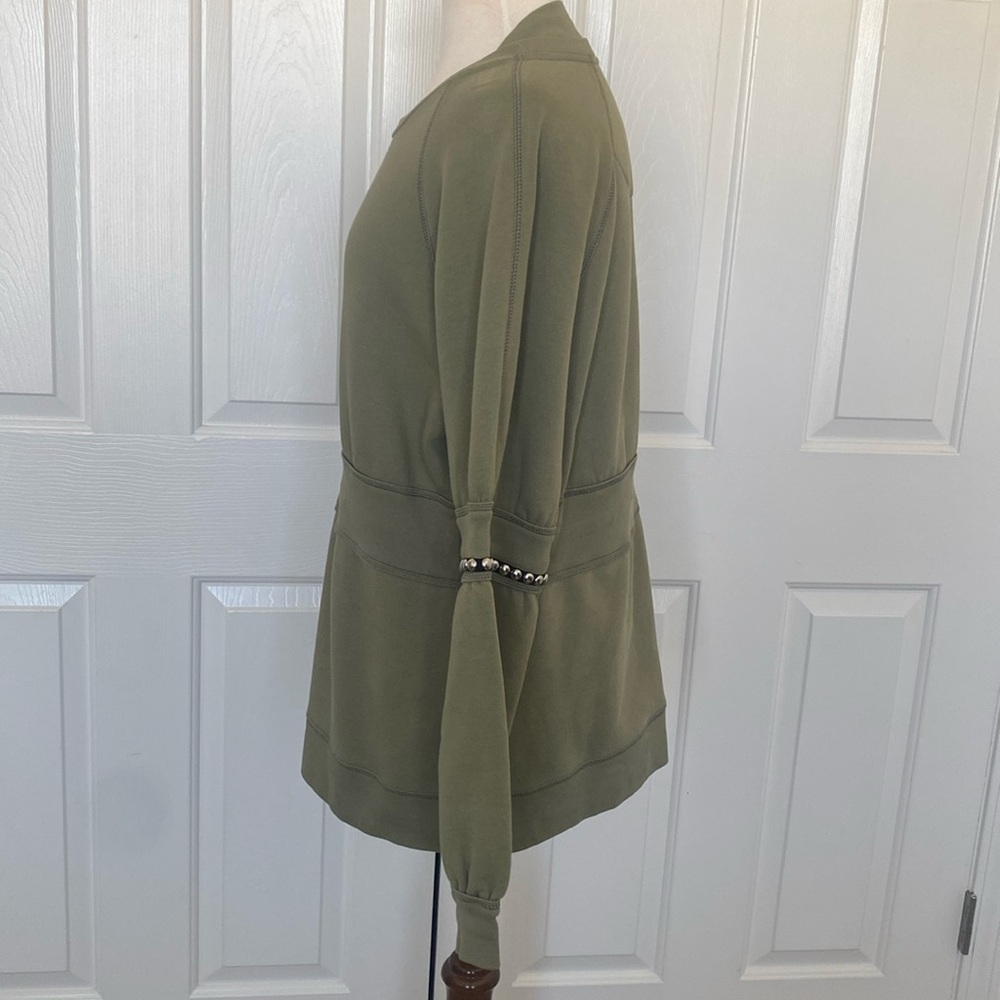 Burberry Studded Balloon Sleeve Cotton Blend Sweatershirt Size L Made in Italy - Picture 6 of 11